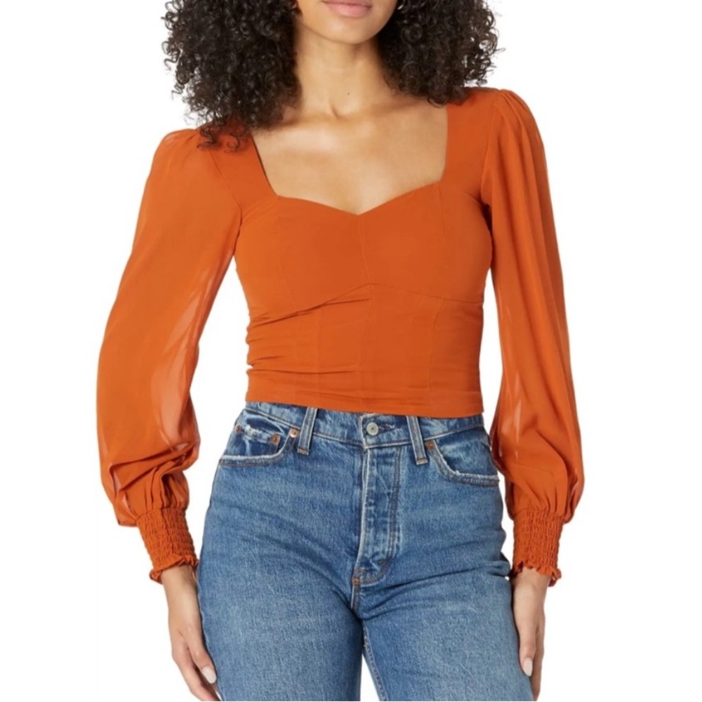 Abercrombie & Fitch Long-Sleeve Sweetheart Puff Sleeve Top